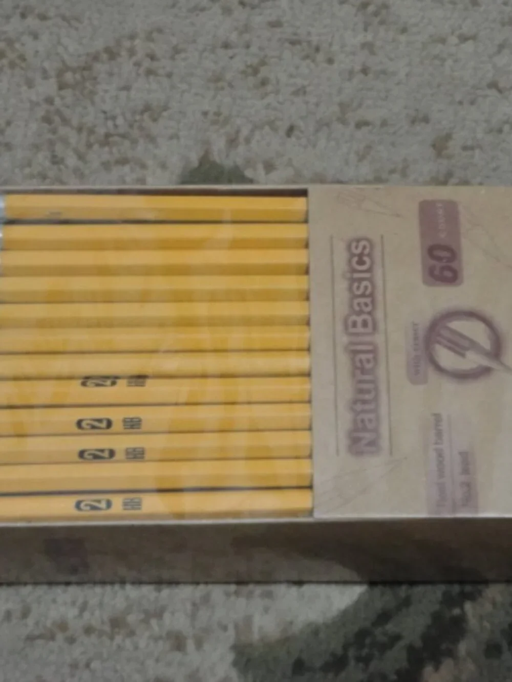 Natural Basics Pencil Yellow Barrel with Eraser 60 Count Pencil